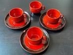 Retro Fat Lava koffiekopjes -schoteltjes gebruikt met chips, Ophalen
