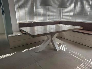 Eettafel (steigerhoutenblad + poot) beschikbaar voor biedingen