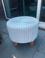 💝 Poef voetenbank wit riet rotan - landelijk strand beach, Minder dan 50 cm, Boho beach, Rond, Ophalen of Verzenden