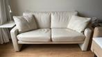 Comfortabel wit / créme lederen twee-zits bankje., Ophalen, Gebruikt, 150 tot 200 cm, Tweepersoons