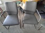 2 Grijze Stoelen met Armleuning - Skyleer, Gebruikt, Twee, Ophalen of Verzenden, Metaal