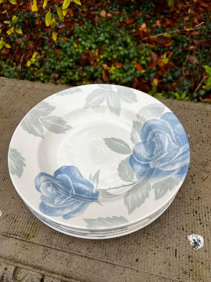 Claytan Diepe Borden - Blauwe Rozen (6 stuks), Huis en Inrichting, Keuken | Servies, Zo goed als nieuw, Bord(en), Overige stijlen