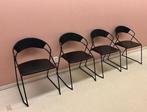 Vintage Stoelen Set 4 zwart skai design, Huis en Inrichting, Ophalen, Gebruikt, Zwart, Vier