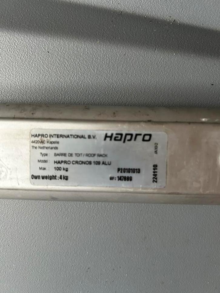 Hapro cronos 109 alu, Auto diversen, Dakdragers, Gebruikt, Ophalen of Verzenden
