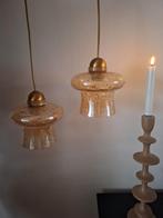 Twee vintage Glazen hanglampen, Ophalen of Verzenden, Zo goed als nieuw