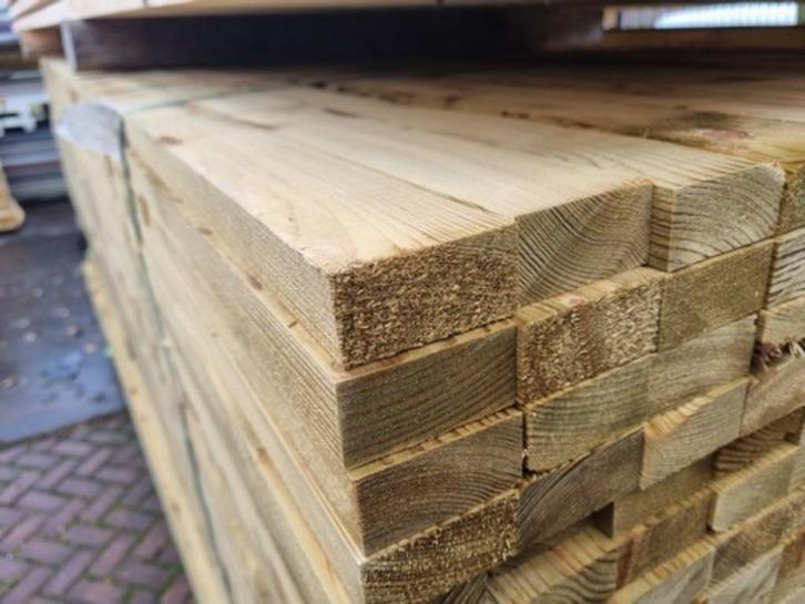 Geïmpregneerde regels -Geschaafd 3.0x6.0 cm, Tuin en Terras, Palen, Balken en Planken, Nieuw, Balken, 250 cm of meer, Ophalen