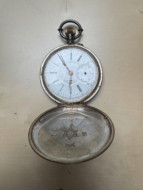 Zilveren antieke 19e eeuwse zakhorloge, Sieraden, Tassen en Uiterlijk, Horloges | Antiek, Overige merken, Zilver, Ophalen of Verzenden