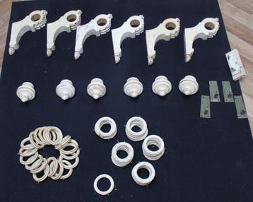 Koop antiek houten gordijn roede houders, knoppen.          beschikbaar voor biedingen