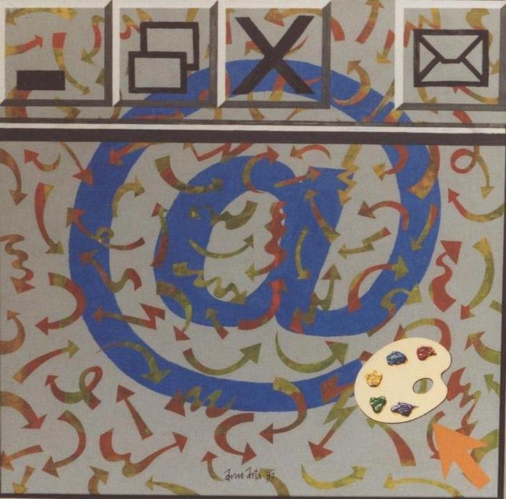 Internet BLAUW Acryl schilderij van Arno Arts, Antiek en Kunst, Kunst | Schilderijen | Abstract, Ophalen