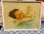 oude prent in fotolijst/ oude babyprent/ prenttekening, Gebruikt, Ophalen of Verzenden, 1940 tot 1960, Prent