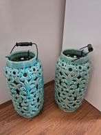 2 sfeervolle windlichten, Huis en Inrichting, Ophalen, Overige materialen, Zo goed als nieuw, Groen