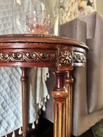 Bijzettafel rond handmade onyx marmer vintage, Ophalen, Rond, Hout, Minder dan 55 cm
