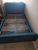 Donkerblauw bed 120x200 met lattenbodem, Ophalen, Gebruikt, Eenpersoons, Blauw