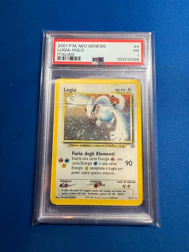 Pokémon Lugia Holo - Neo Genesis Italiaans PSA, Hobby en Vrije tijd, Verzamelkaartspellen | Pokémon, Zo goed als nieuw, Losse kaart