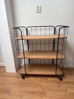 Metalen trolley met houten planken, Huis en Inrichting, Kasten | Stellingkasten, Ophalen, Zo goed als nieuw