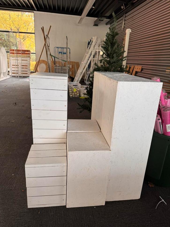 Witte houten zuilen set - diverse hoogtes, Huis en Inrichting, Woonaccessoires | Zuilen en Pilaren, Gebruikt, Ophalen