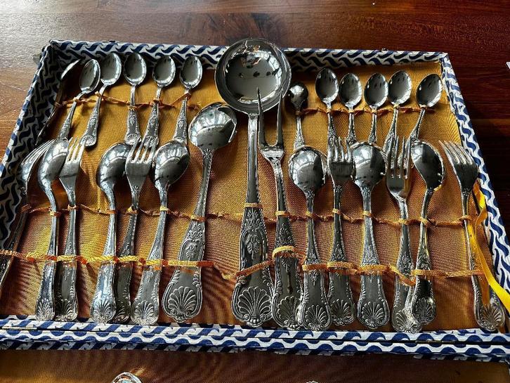 Prachtige set 50 stuks verzilverd bestek, Antiek en Kunst, Antiek | Bestek, Ophalen of Verzenden