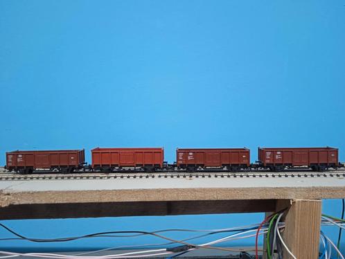 Set van 4 hoge bak wagons N spoor, Hobby en Vrije tijd, Modeltreinen | N-Spoor, Gebruikt, Wagon, Gelijkstroom, Trix, Ophalen of Verzenden