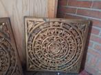 2 houten sierpanelen houtsnijwerk, Antiek en Kunst, Ophalen of Verzenden