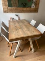 Leuke steigerhouten eettafel met 4 stoelen houten poot, Huis en Inrichting, Tafels | Eettafels, Ophalen, 100 tot 150 cm, 50 tot 100 cm