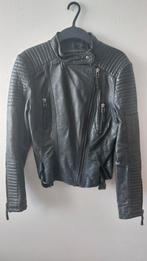 Zara black leather padded shoulder biker jacket L, Maat 42/44 (L), Ophalen of Verzenden, Gedragen, Zara