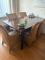 Klassieke eettafel met Loom stoelen Loyd Loom 5x, Ophalen, Gebruikt