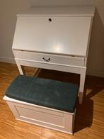 Wit secretaire / schrijftafel/ bureau + klepbankje, Ophalen, Zo goed als nieuw