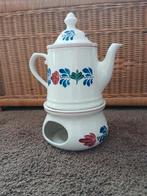 Theepot met theelicht boerenbont, Overige typen, Ophalen of Verzenden, Zo goed als nieuw, Aardewerk
