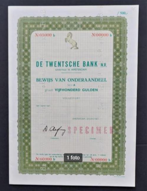 De Twentsche Bank (nu ABN AMRO) - 1962, Postzegels en Munten, Aandelen en Waardepapieren, Aandeel, 1950 tot 1970, Ophalen of Verzenden