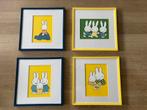 4 schattige vintage gerestylde Nijntje prentjes, Ophalen of Verzenden, Nieuw, Wanddecoratie