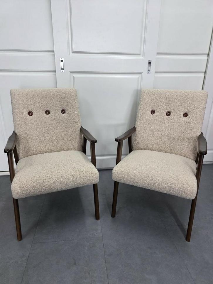 2 vintage Fauteuil's teddy gestoffeerd, Huis en Inrichting, Stoelen, Zo goed als nieuw, Twee, Ophalen