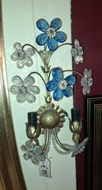 Wandlamp echt antiek met kristallen bloemen herkomst Italië, Antiek en Kunst, Ophalen