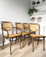 4 vintage stoelen webbing Thonet Radomsko zpm bentwood, Vier, Gebruikt, Bruin, Hout