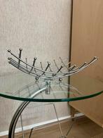 Metalen Fruitschaal op pootjes zilverkleurig, Huis en Inrichting, Overige materialen, Gebruikt, Schaal, Vierkant