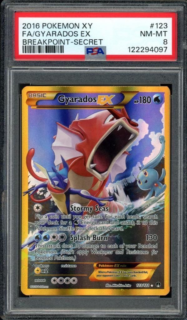 Gyarados ex PSA 8 - 123/122 - XY - BREAKpoint 2016, Hobby en Vrije tijd, Verzamelkaartspellen | Pokémon, Zo goed als nieuw, Losse kaart