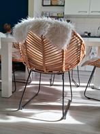 Eetkamerstoelen 6 stuks riet met metalen poot, Huis en Inrichting, Stoelen, Ophalen, Gebruikt, Boho Ibiza, Zwart