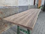 Grote Industriele Eettafel | Groen Staal & Hout Keuken Tafel, Gebruikt, Industrieel Industrial Vintage Retro Landelijk, 200 cm of meer