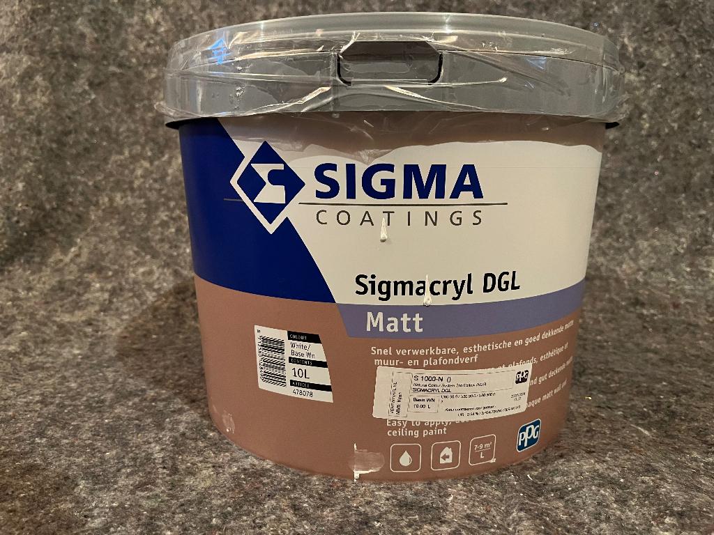 Sigmacryl DGL Matt 10 liter, Ophalen, Wit, Nieuw, Verf