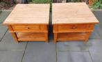 2 Identieke Teak Houten Tafeltjes, Huis en Inrichting, Tafels | Bijzettafels, Ophalen, Vierkant, 55 tot 75 cm, 45 tot 60 cm