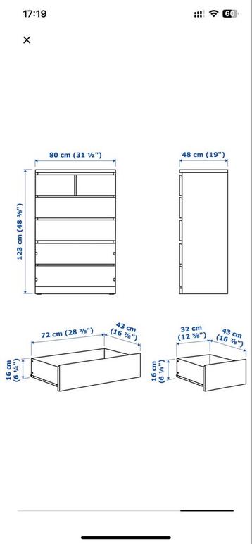 IKEA Malm Ladekast Wit - 6 Lades beschikbaar voor biedingen