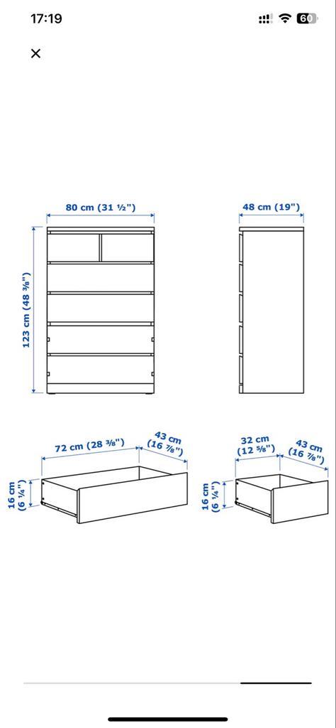IKEA Malm Ladekast Wit - 6 Lades, Huis en Inrichting, Kasten | Dressoirs, Gebruikt, 50 tot 100 cm, 25 tot 50 cm, Met lade(s), Kunststof