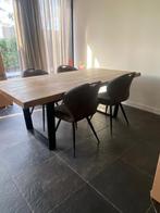 Mango houten tafel met 4 stoelen, Huis en Inrichting, Tafels | Eettafels, Ophalen, Gebruikt, 200 cm of meer, 50 tot 100 cm