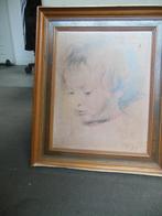 schilderij prent kind houten lijst, Ophalen, Minder dan 50 cm, Gebruikt, Schilderij