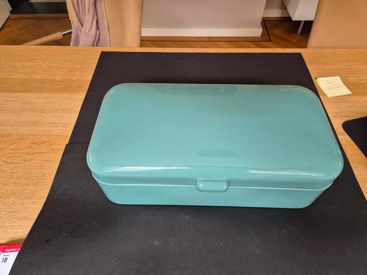 Vintage Emaille Broodtrommel - Turquoise, Antiek en Kunst, Antiek | Emaille, Ophalen
