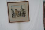 Dorp of stads gezicht Schilderij, Antiek en Kunst, Ophalen of Verzenden