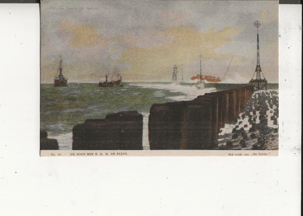 Hoek van Holland Wrak van de Berlin met boot met Pr Hendrik, Verzenden, Voor 1920, Ongelopen, Zuid-Holland