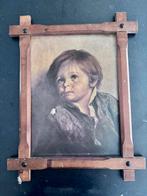 Vinrage kitch schilderij. huilend jongetje, Ophalen of Verzenden