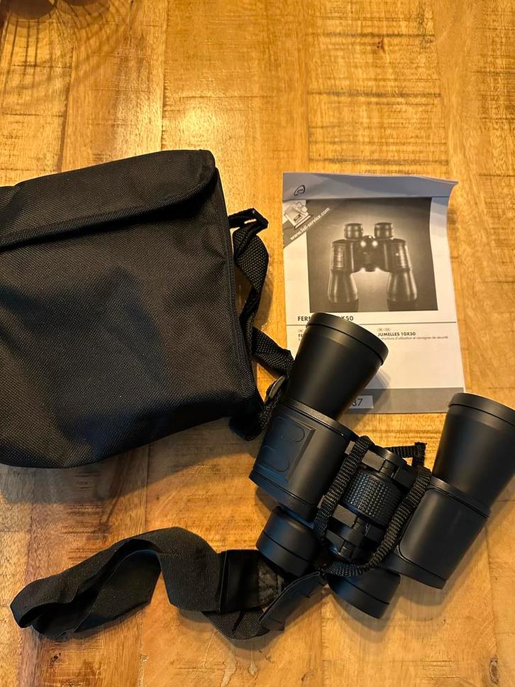 Auriol Fernglas 10x50 - Verrekijker met Tas, Audio, Tv en Foto, Optische apparatuur | Verrekijkers, Zo goed als nieuw, Porro (met knik)