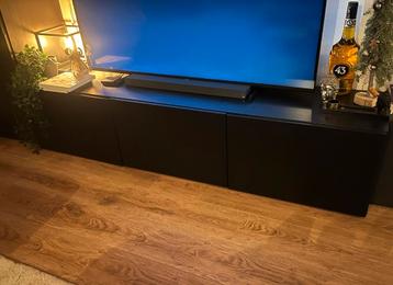 Zwart Ikea Besta TV meubel 180cm. Goede staat! - afbeelding 1