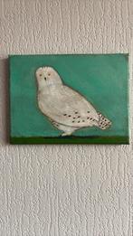 Schilderstukje.Witte uil.Johannes christopher Gerard.18x24cm, Antiek en Kunst, Ophalen of Verzenden